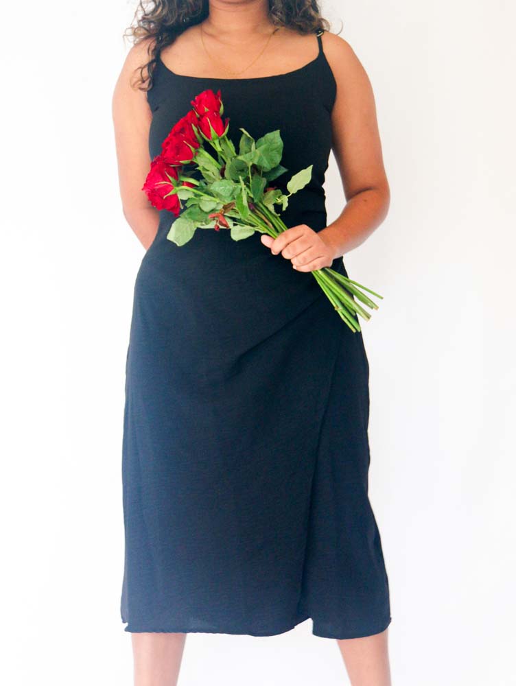 Serina - Black Midi Dress