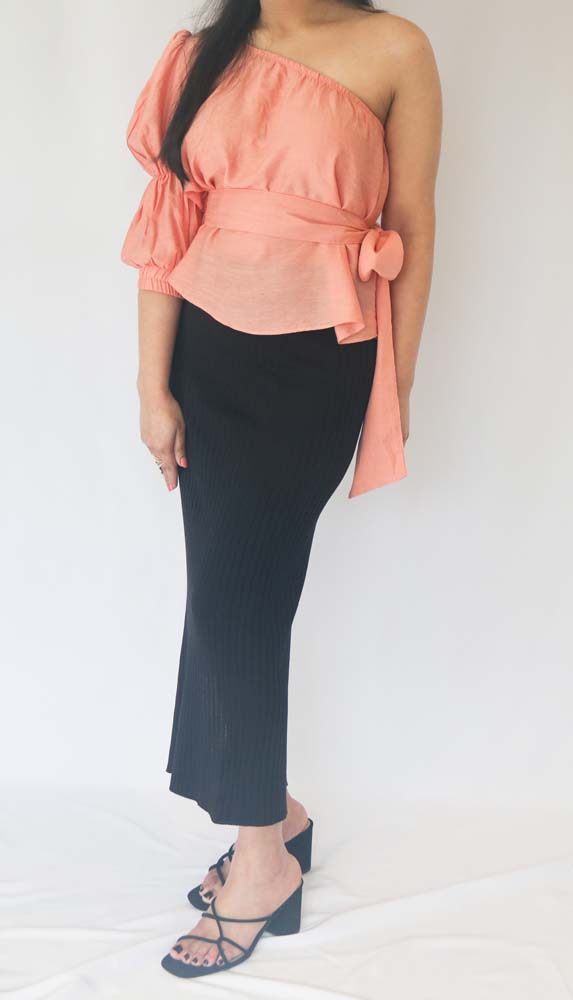 Louisa - One Shoulder Top - Peach