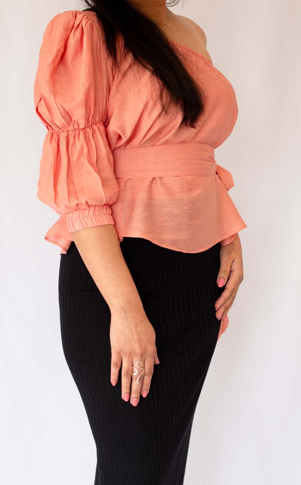 Louisa - One Shoulder Top - Peach