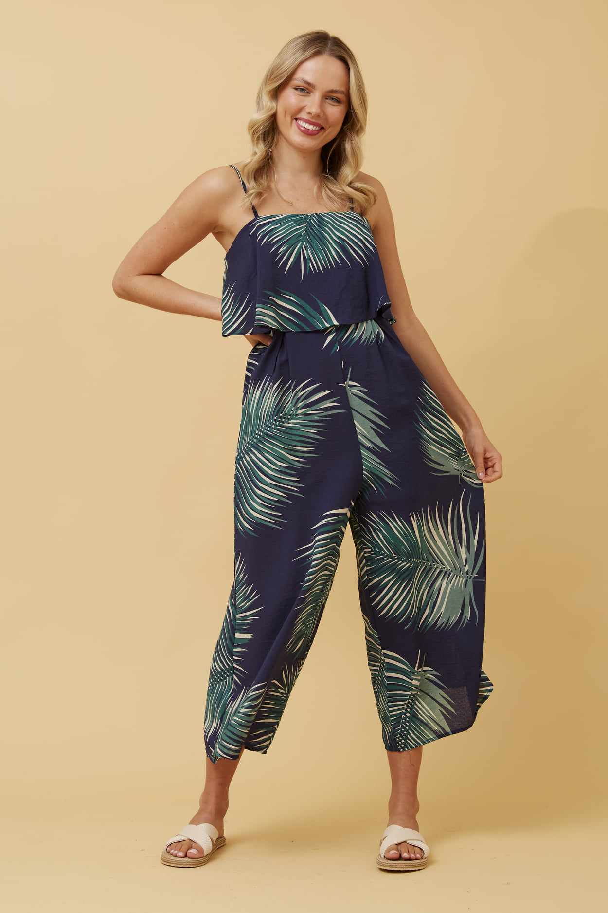 Magnolia- Leaf Print Jumpsuit