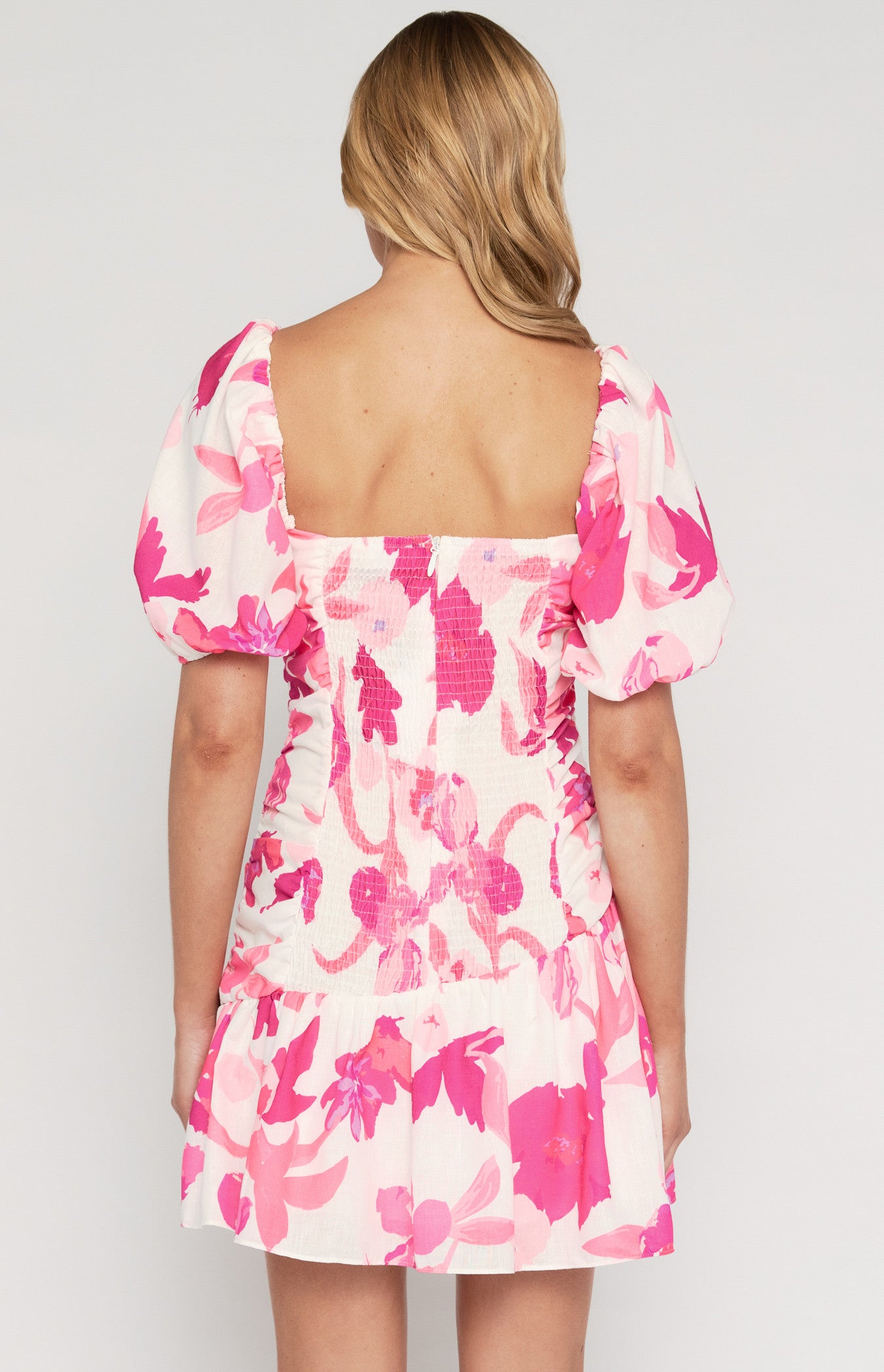 Barbie - Linen Floral Print Mini Dress