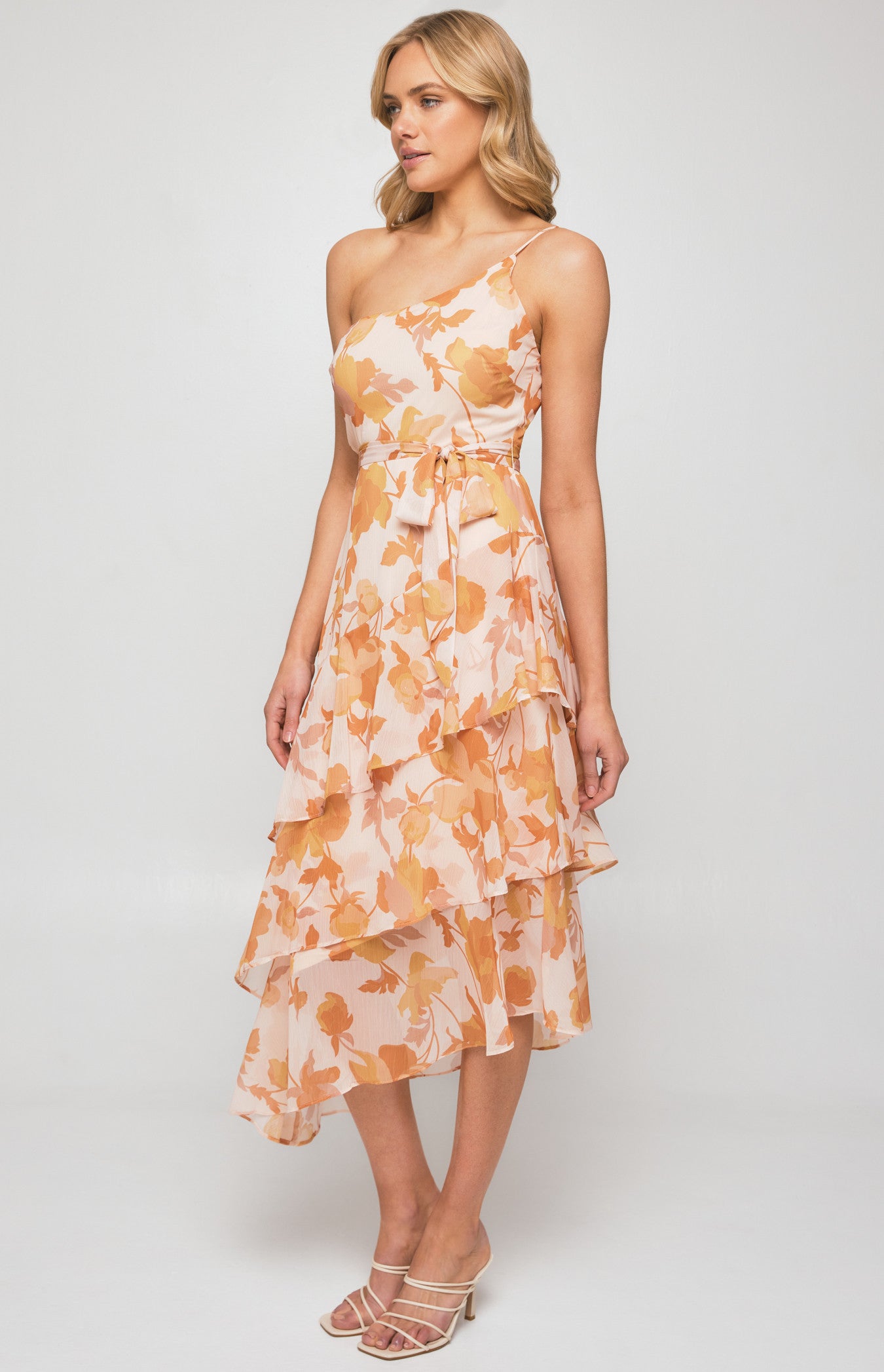 Sophie- Floral One Shoulder Midi Dress