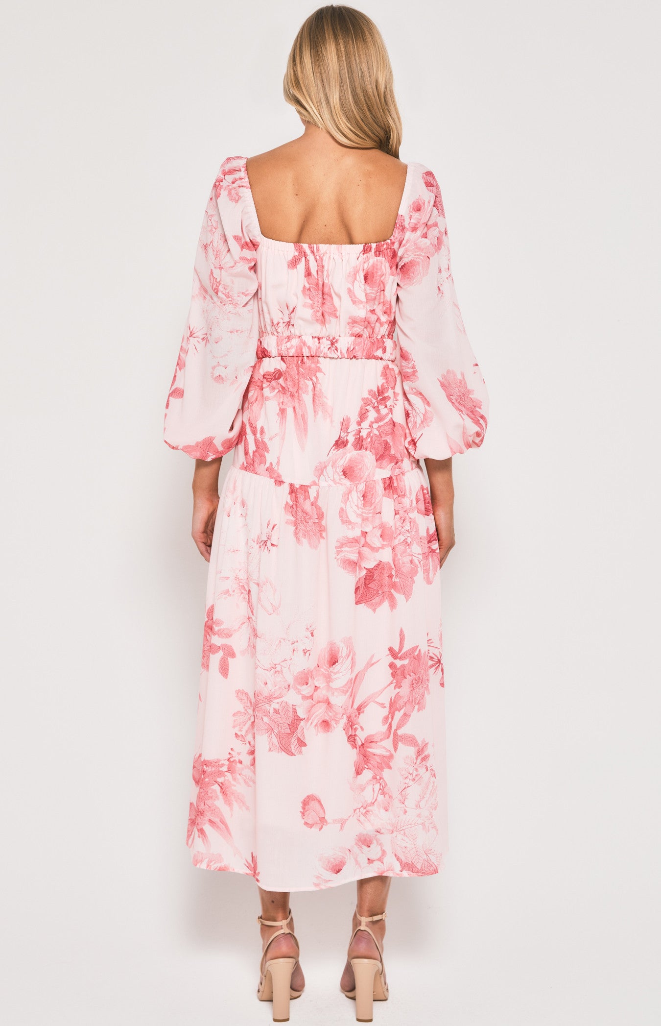 Esme- Floral Maxi Dress with Metal Clasp Belt