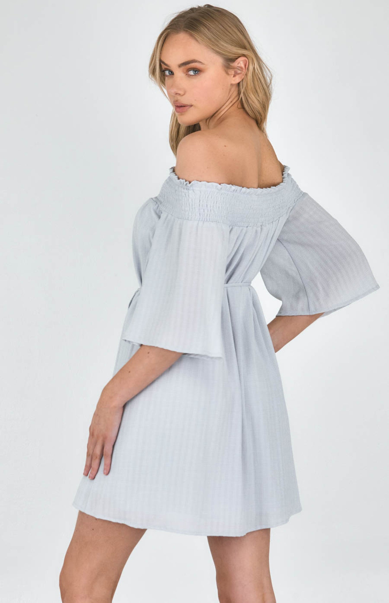 Ivy- Off the Shoulder Dress with Waist Tie