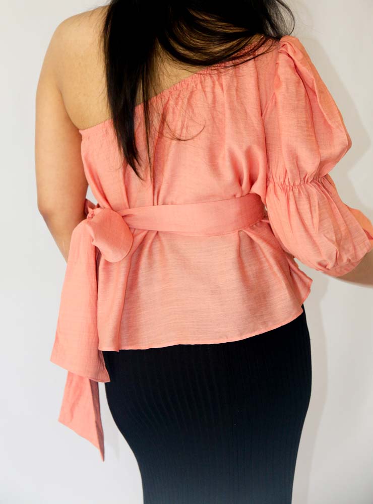 Louisa - One Shoulder Top - Peach