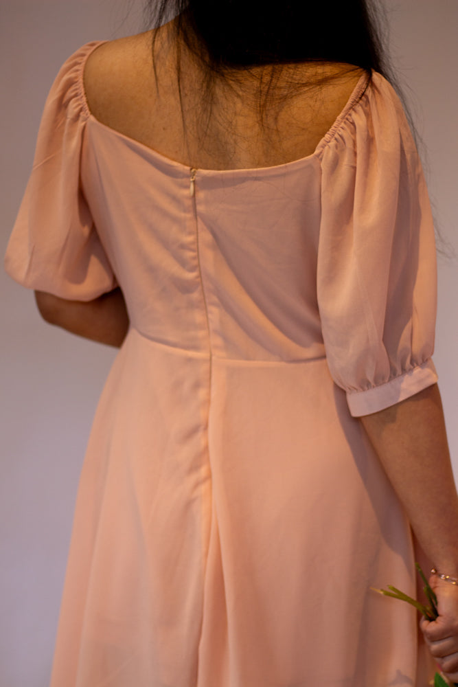 Arial -  Peach Mini Dress