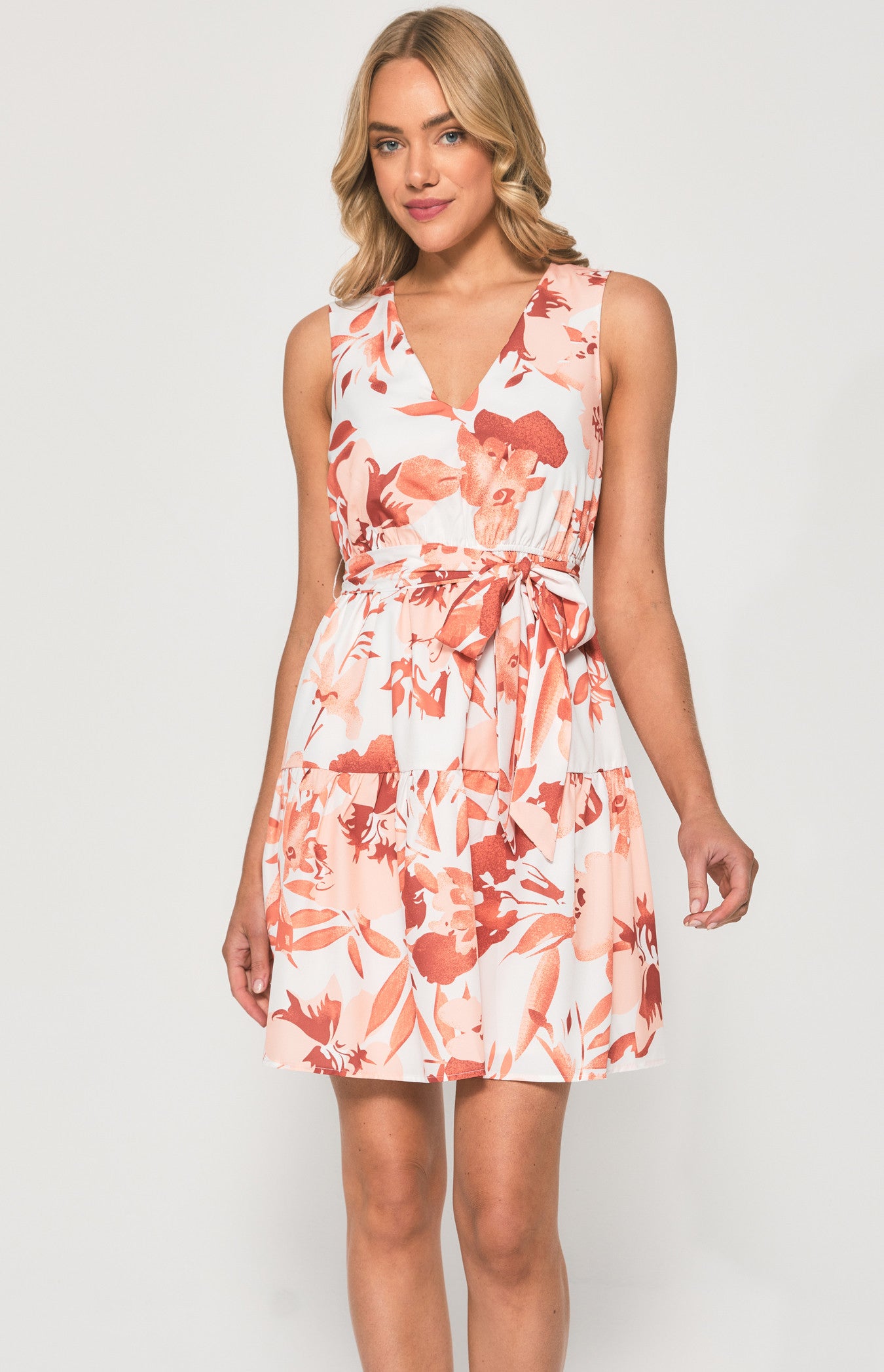 Lily -  Abstract Floral V Neck Dress