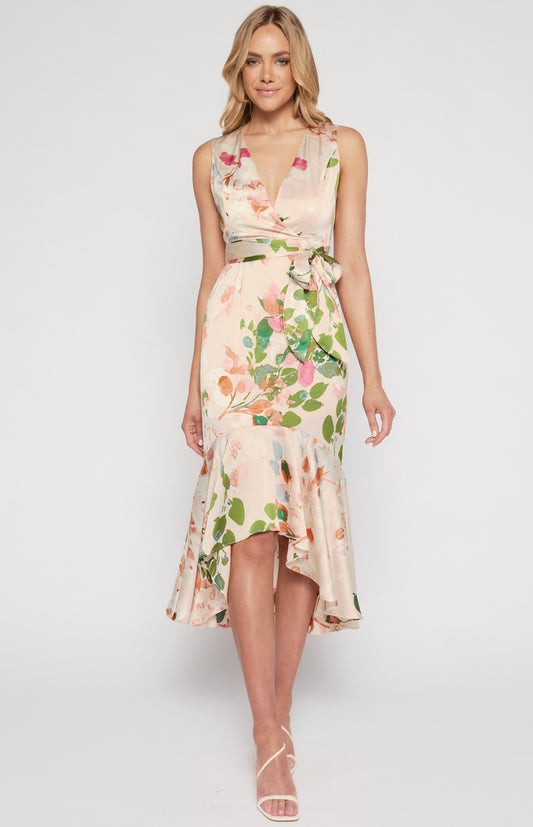 Olivia -  Floral Print Midi Dress