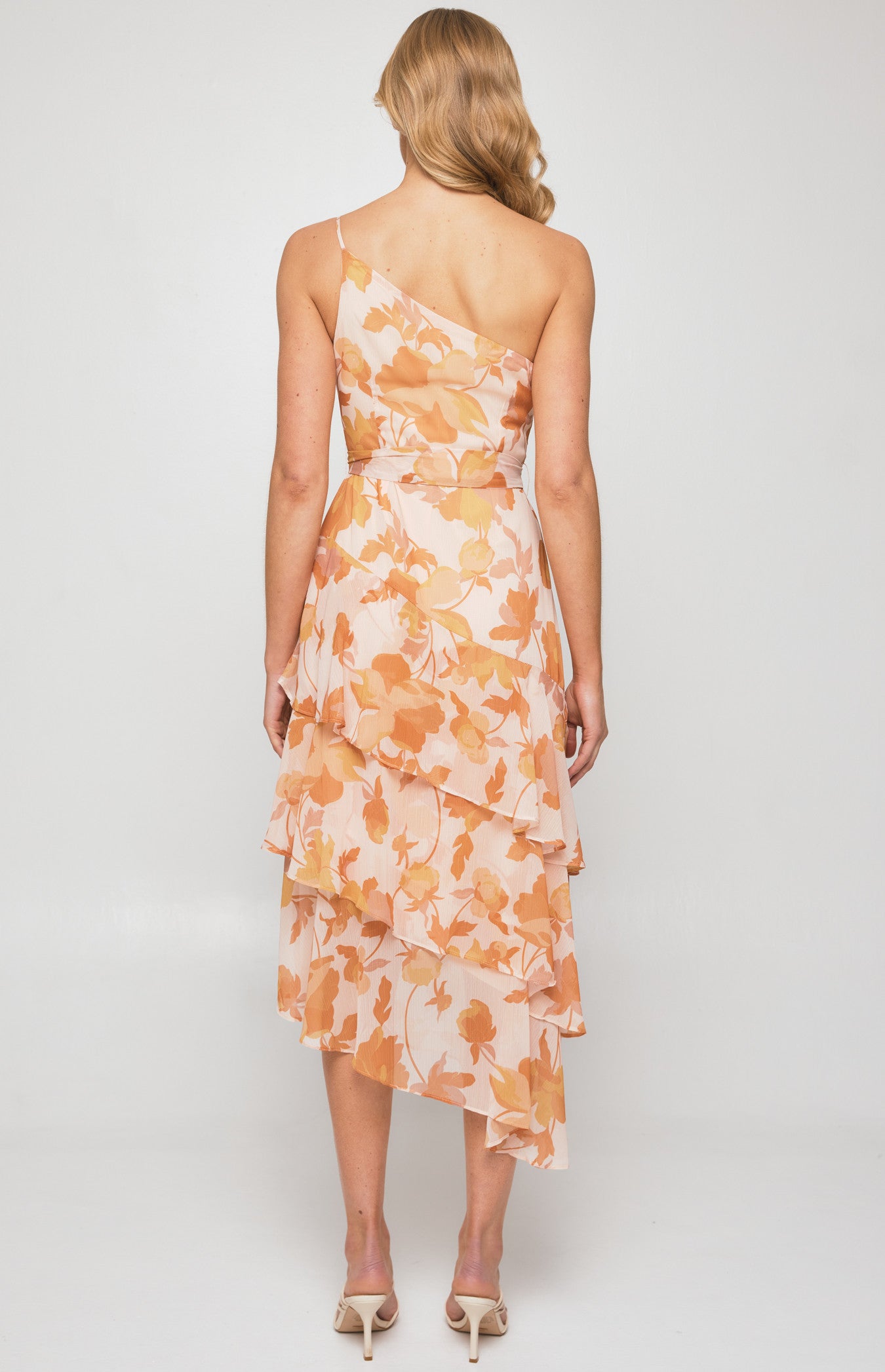 Sophie- Floral One Shoulder Midi Dress