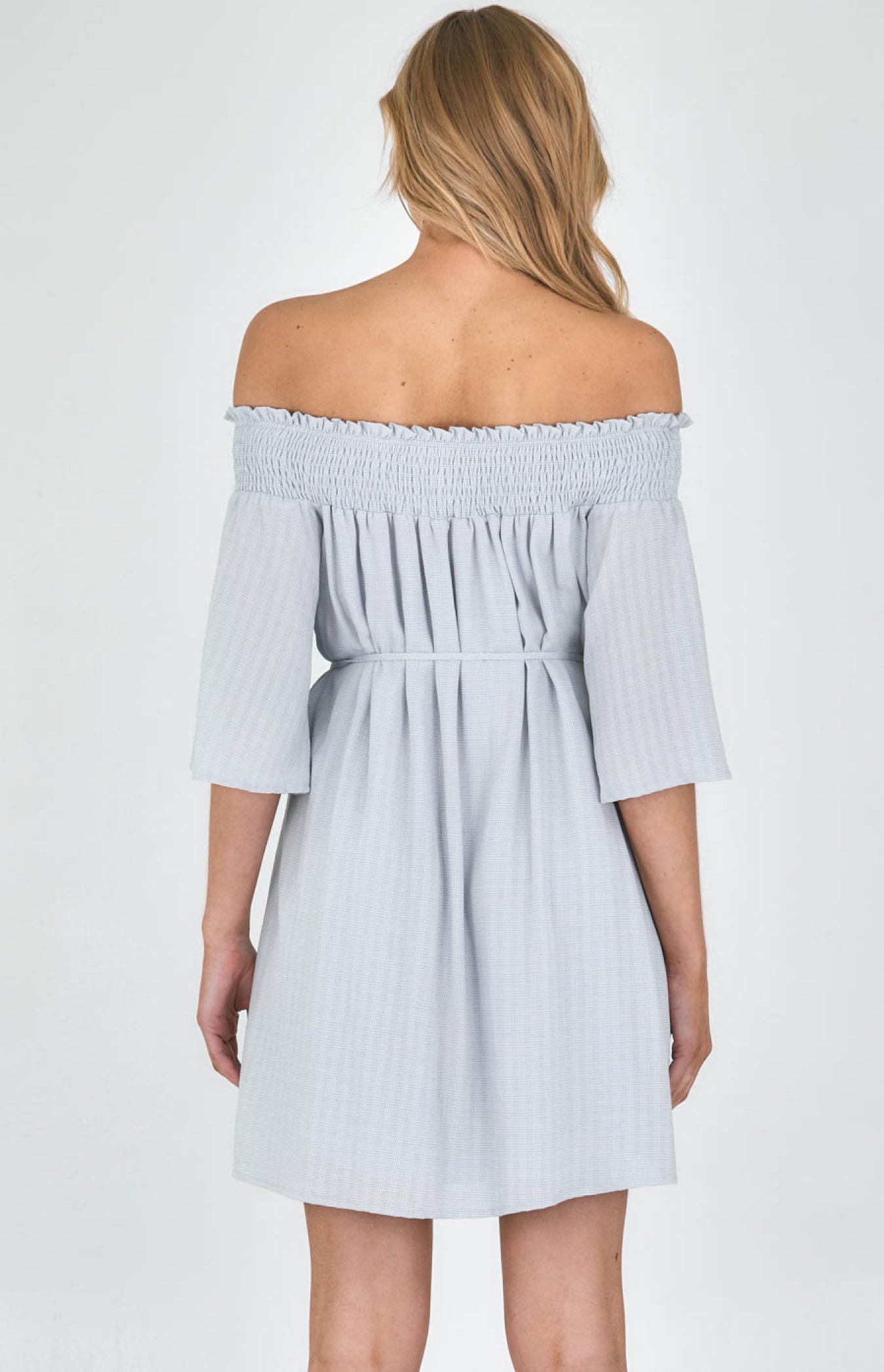 Ivy-  Off the Shoulder Dress with Waist Tie